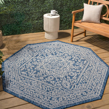 Sinjuri Medallion Textured Weave Indoor/outdoor Octagon Rug